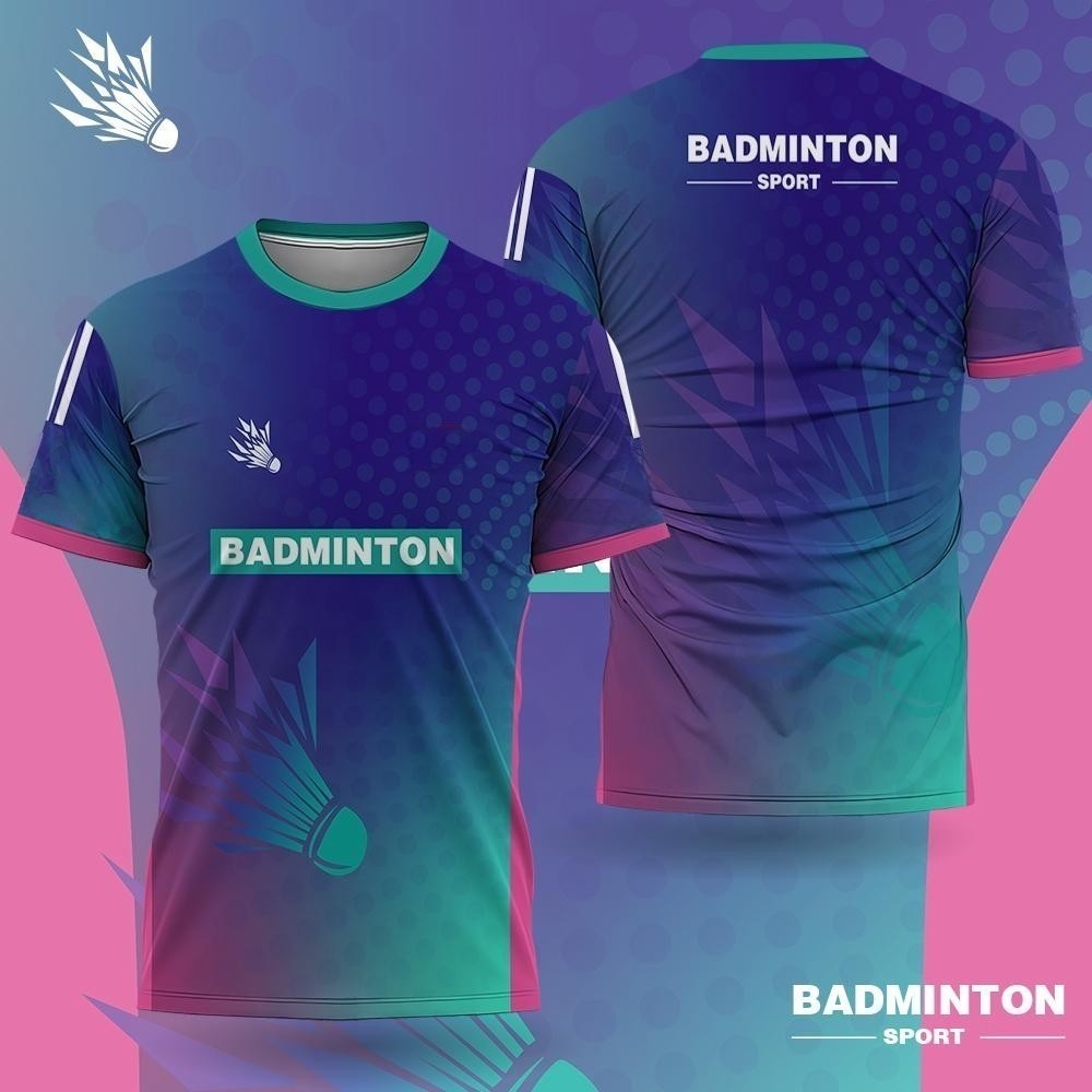 Badminton Emoji - 남성 배드민턴 의류 그라데이션 3D 프린트