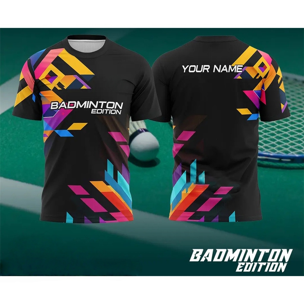 남성 배드민턴 의류 그라데이션 3D 프린트 배드민턴 티 - Badminton Emoji 리뷰 및 가격